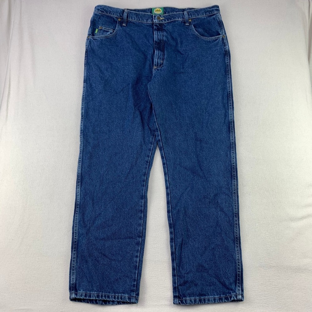Cabelas Jeans Classic Straight Mens 42x32 Blue Rigid Denim Workwear Cotton